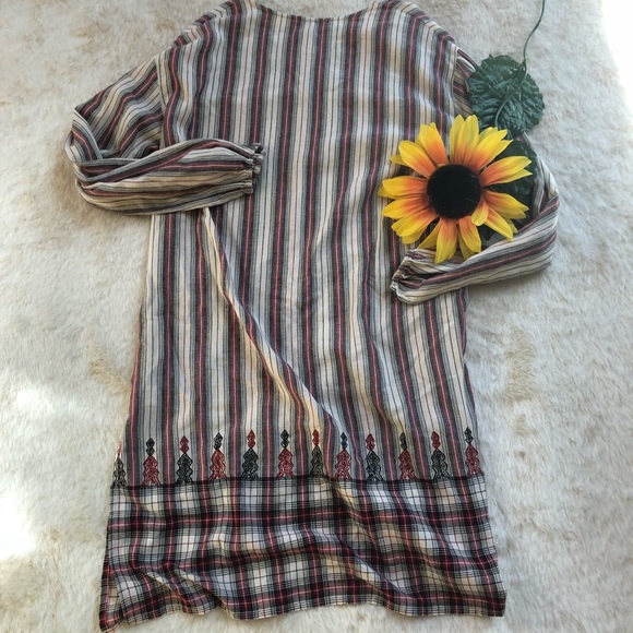 Mes demoiselles striped and plaid cotton dress - Picture 2 of 5